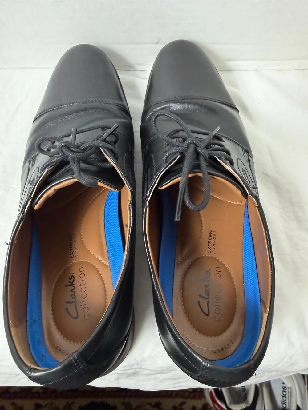 Clarks Black Leather Cap-Toe Lace-Up Loafers Men Dress Shoes size 12